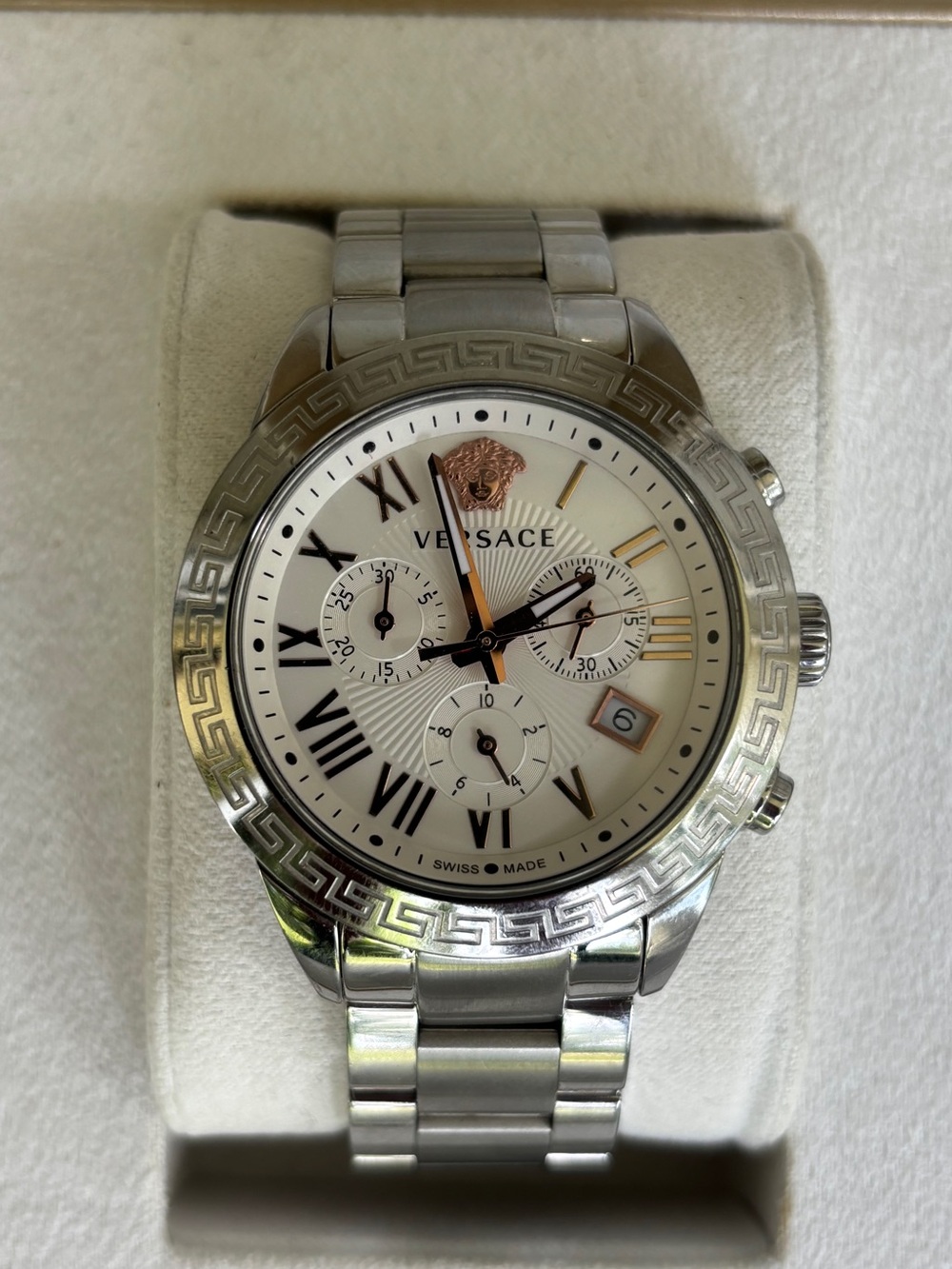 Versace Greca Chrono Silver Watch 🔥